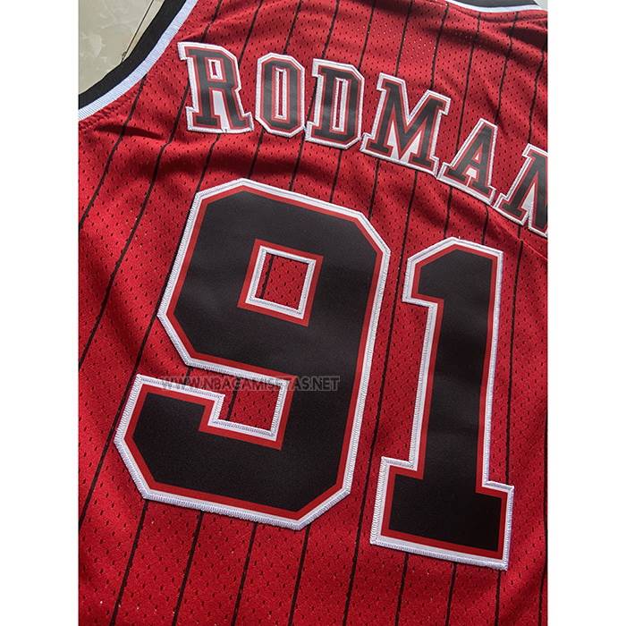 Camiseta Chicago Bulls Dennis Rodman NO 91 Mitchell & Ness 1996-97 Rojo